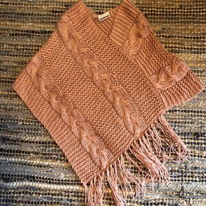 Pink Cable Knit Pullover Shawl by Sidestreet